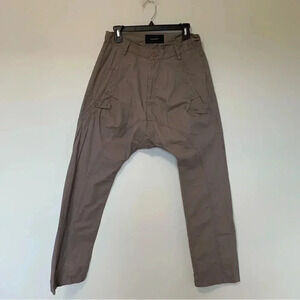 Men's Taupe Drop-Crotch Casual Pants